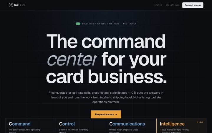 c3i.io — an operations platform for card businesses, designed and built by Web Weaver.